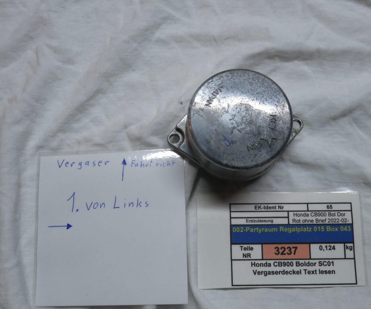 Honda CB900 Boldor SC01 Vergaserdeckel Text lesen Kennung 3237 VHB