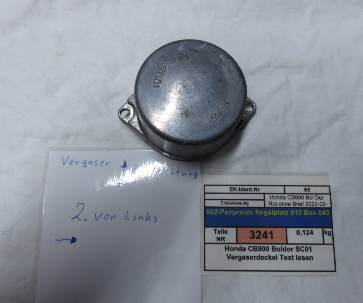 Honda CB900 Boldor SC01 Vergaserdeckel Text lesen Kennung 3241 VHB