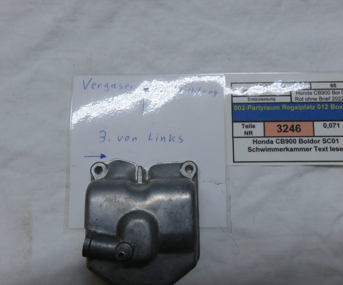 Honda CB900 Boldor SC01 Schwimmerkammer Text lesen Kennung 3246 VHB