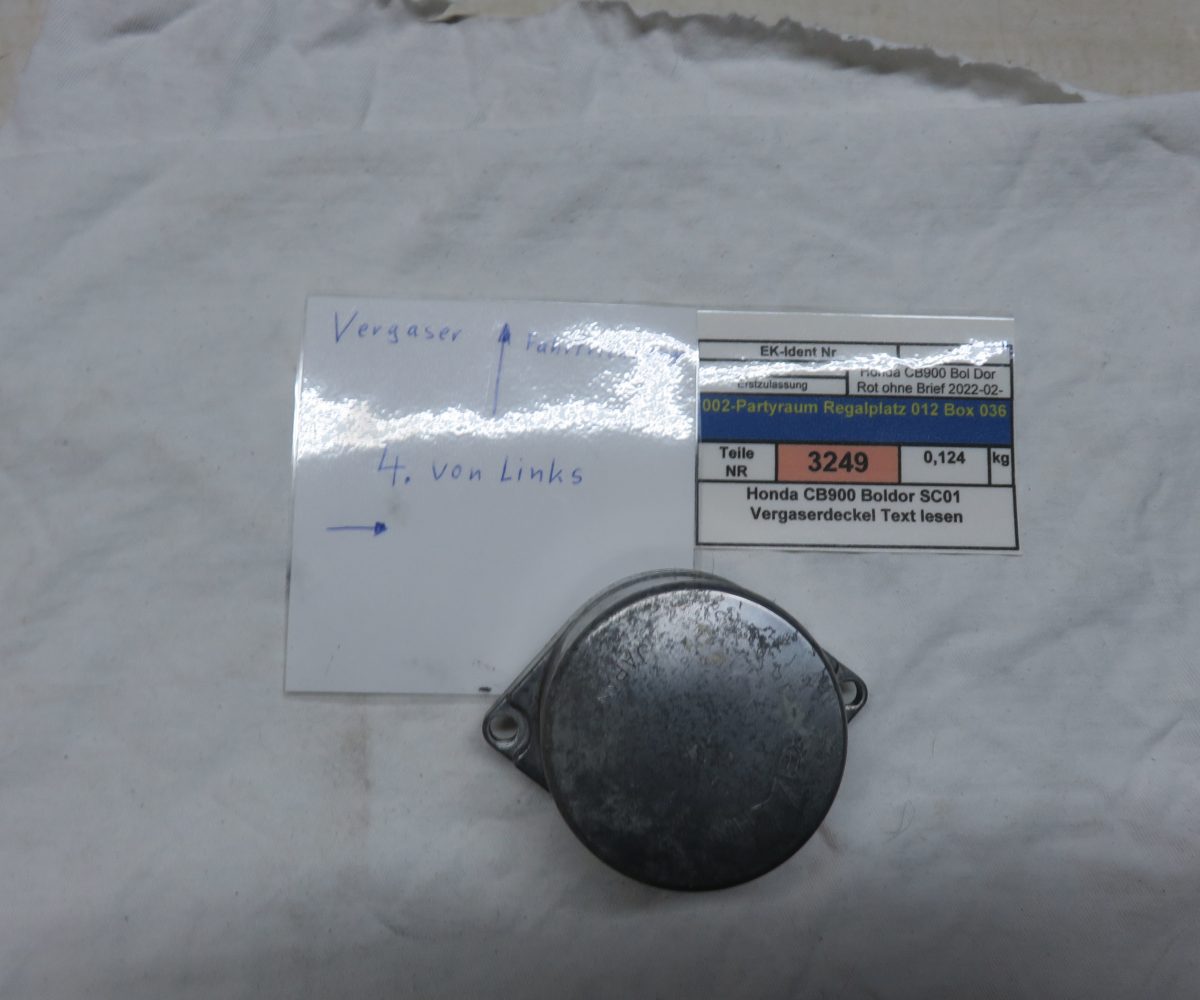 Honda CB900 Boldor SC01 Vergaserdeckel Text lesen Kennung 3249 VHB