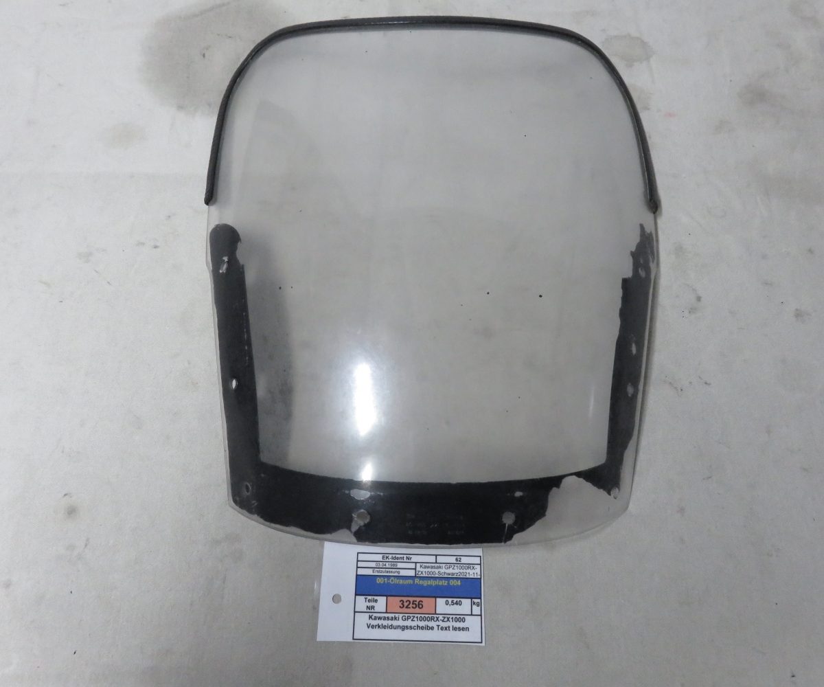 Kawasaki GPZ1000RX-ZX1000 Verkleidungsscheibe Text lesen Kennung 3256 Preis VHB