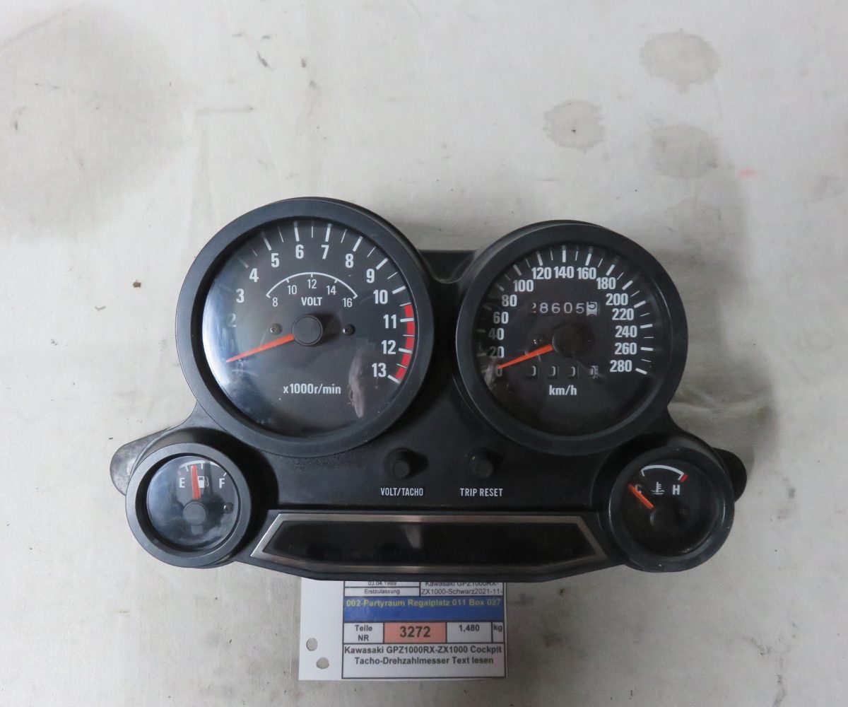 Kawasaki GPZ1000RX-ZX1000 Cockpit Tacho-Drehzahlmesser Text lesen Kennung 3272 Preis VHB