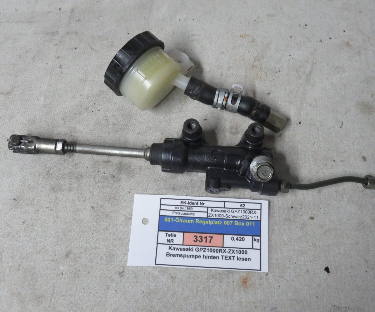 Kawasaki GPZ1000RX-ZX1000 Bremspumpe hinten TEXT lesen Kennung 3317 Preis VHB