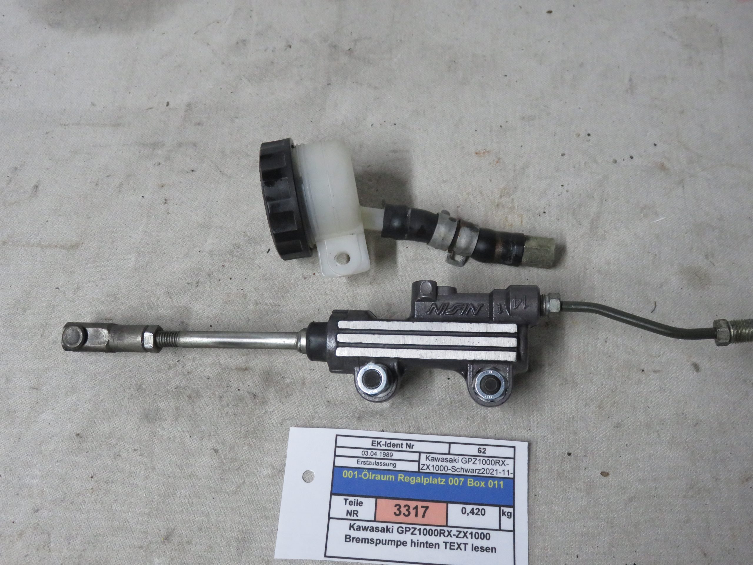 Kawasaki GPZ1000RX-ZX1000 Bremspumpe hinten TEXT lesen Kennung 3317 Preis VHB