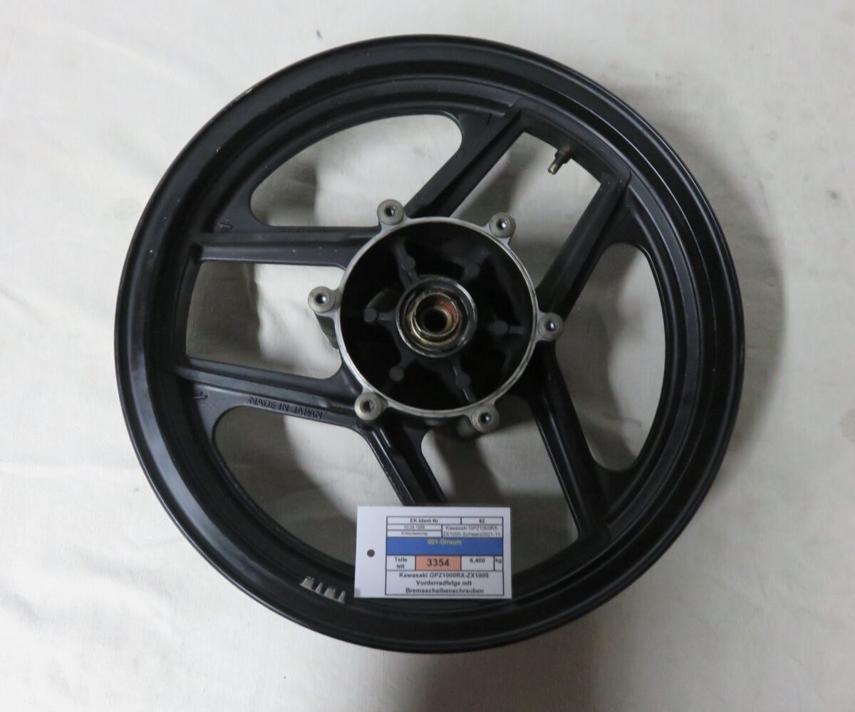 Kawasaki GPZ1000RX-ZX1000 Vorderradfelge mit Bremsscheibenschrauben Kennung 3354 Preis VHB