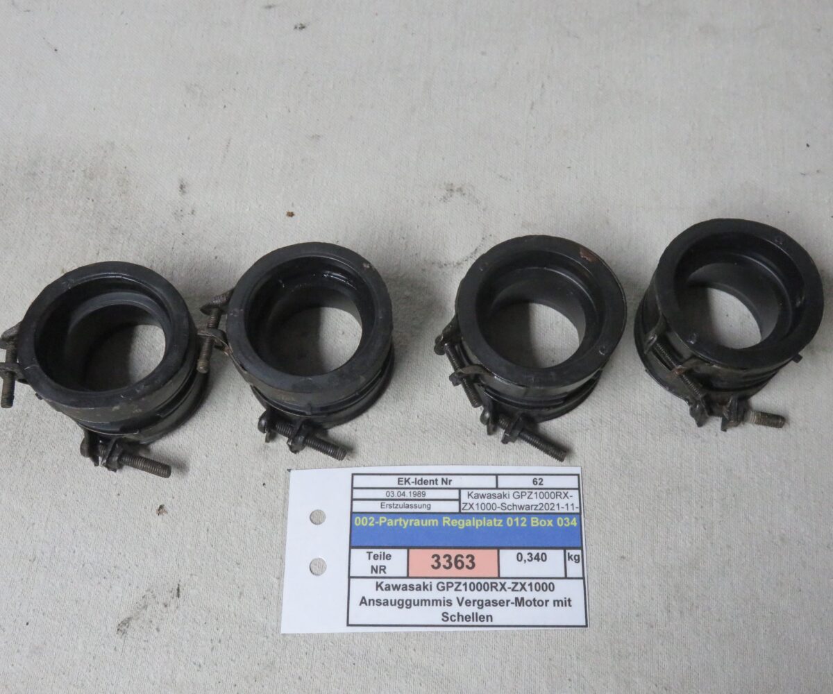 Kawasaki GPZ1000RX-ZX1000 Ansauggummis Vergaser-Motor mit Schellen Kennung 3363 Preis VHB